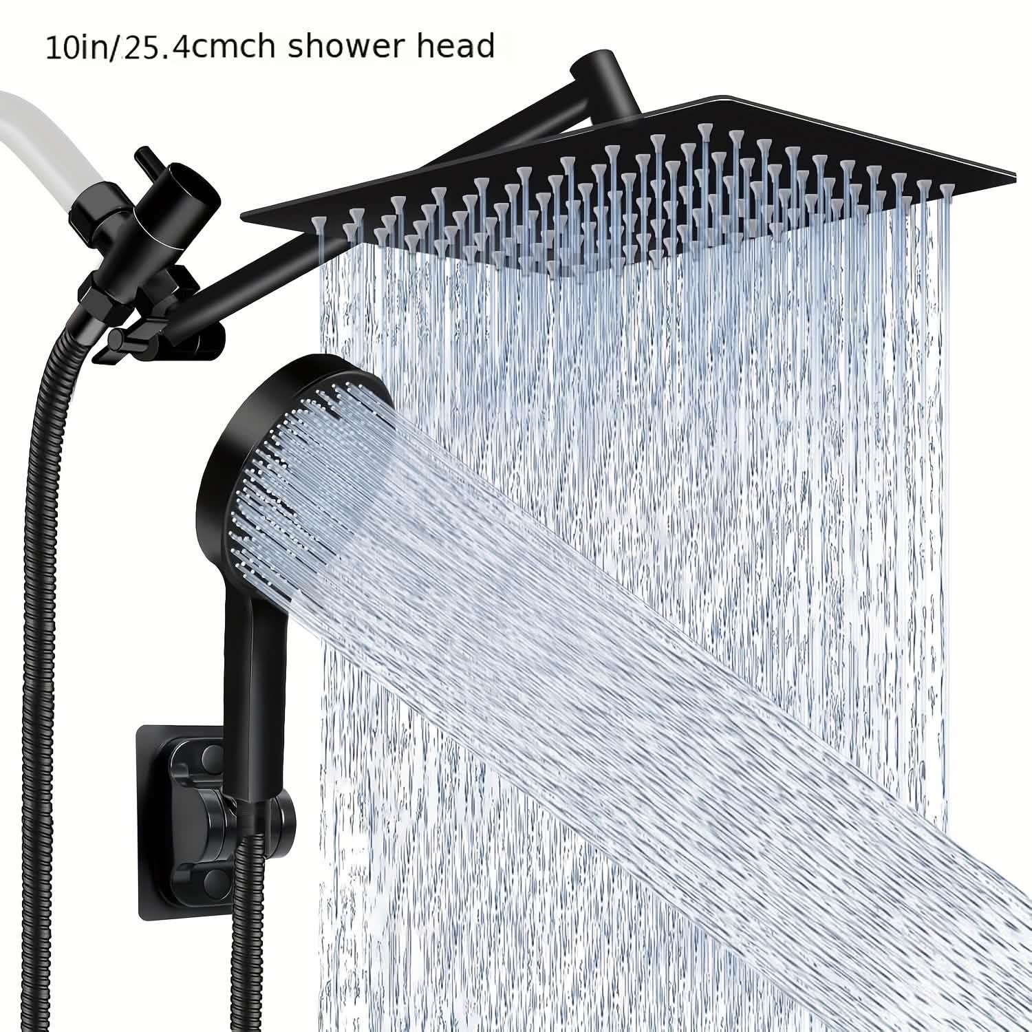 High Pressure Rainfall and Handheld Shower Head Chrome Black