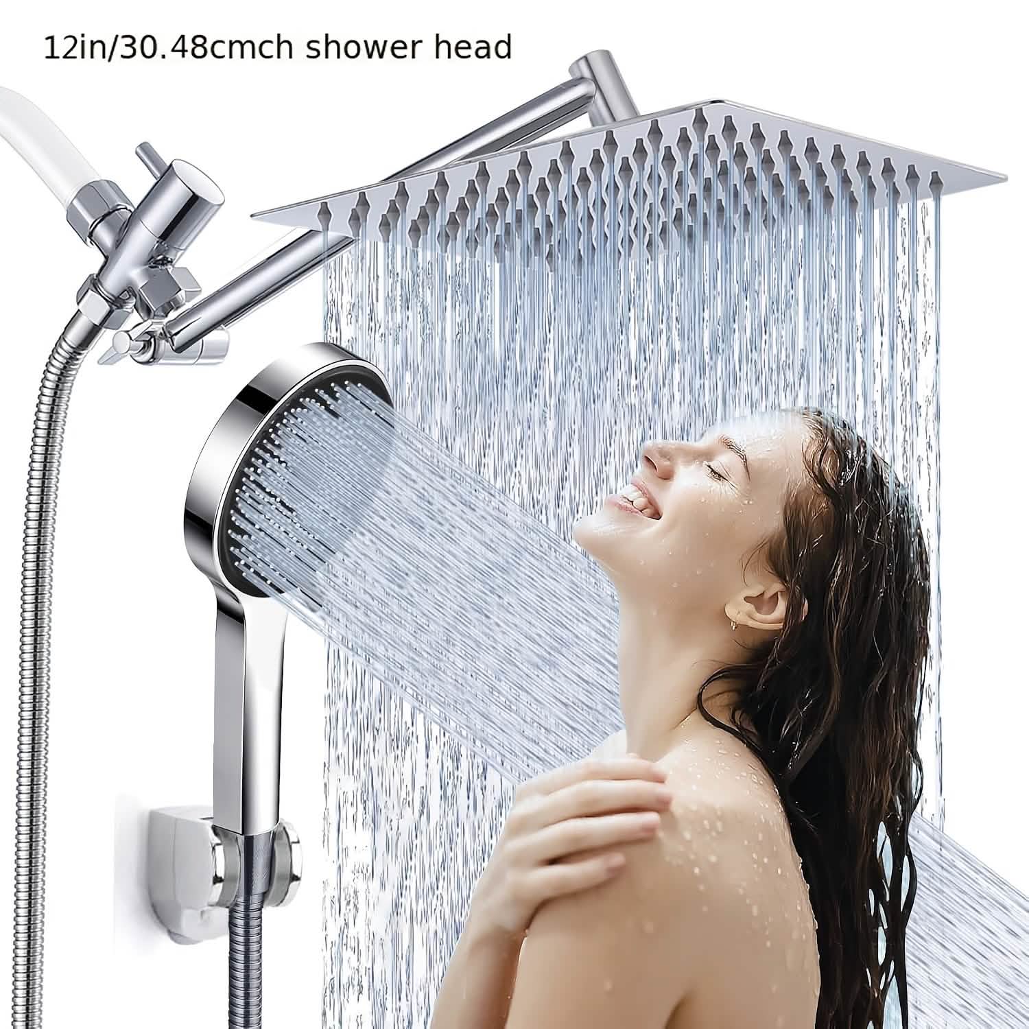 High Pressure Rainfall and Handheld Shower Head Chrome Black
