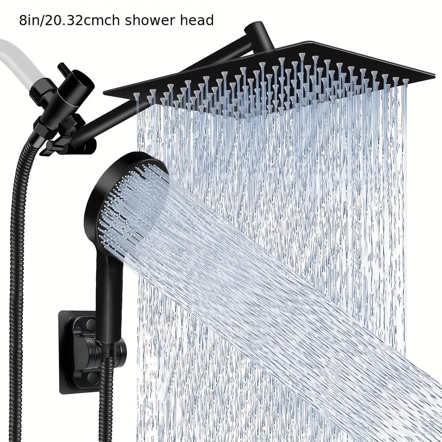High Pressure Rainfall and Handheld Shower Head Chrome Black