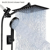 High Pressure Rainfall and Handheld Shower Head Chrome Black