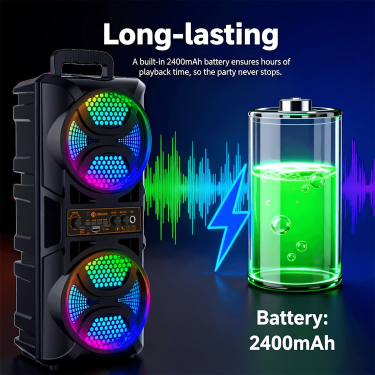 Portable Bluetooth Speaker with Subwoofer Bass and Microphone