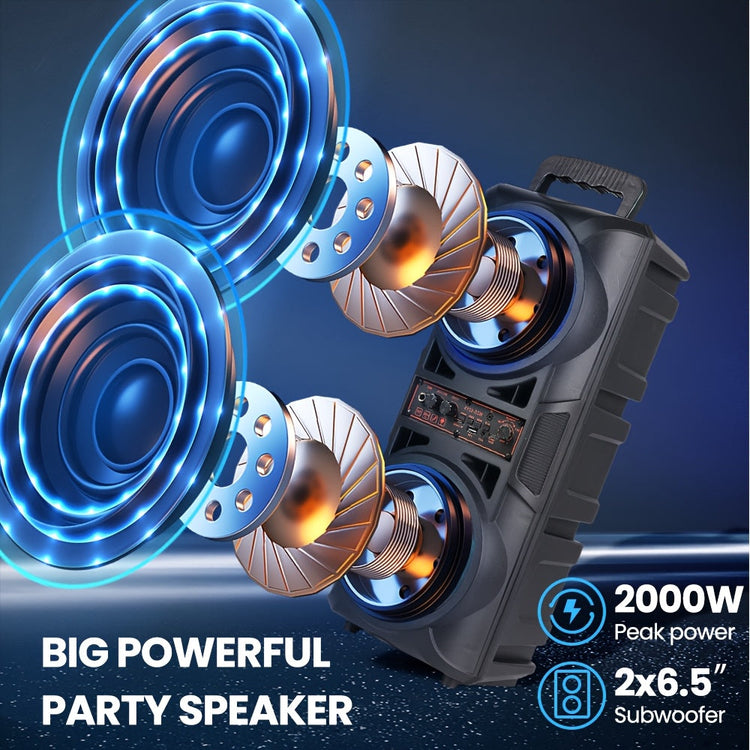 Portable Bluetooth Speaker with Subwoofer Bass and Microphone