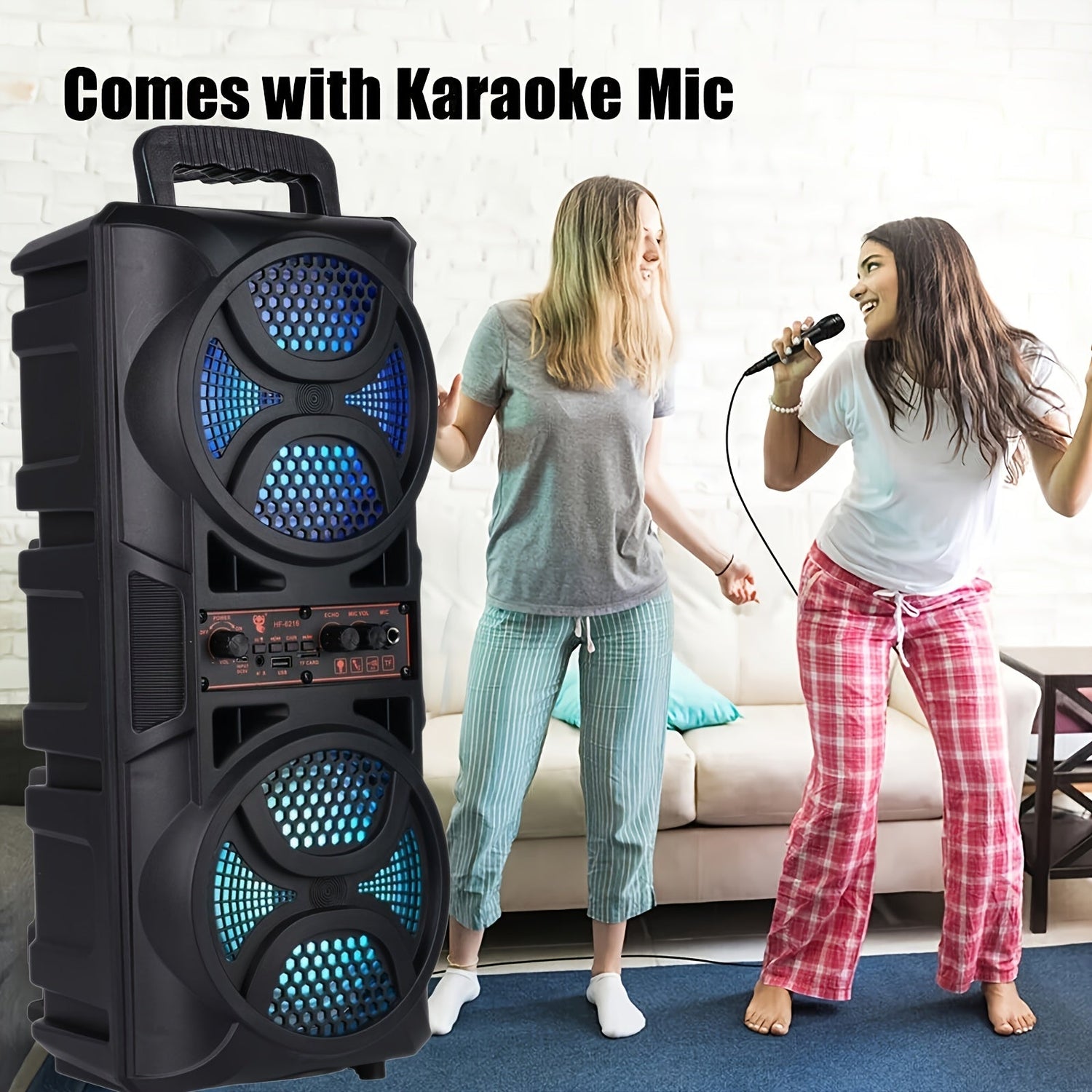 Portable Bluetooth Speaker with Subwoofer Bass and Microphone