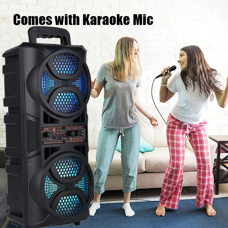 Portable Bluetooth Speaker with Subwoofer Bass and Microphone