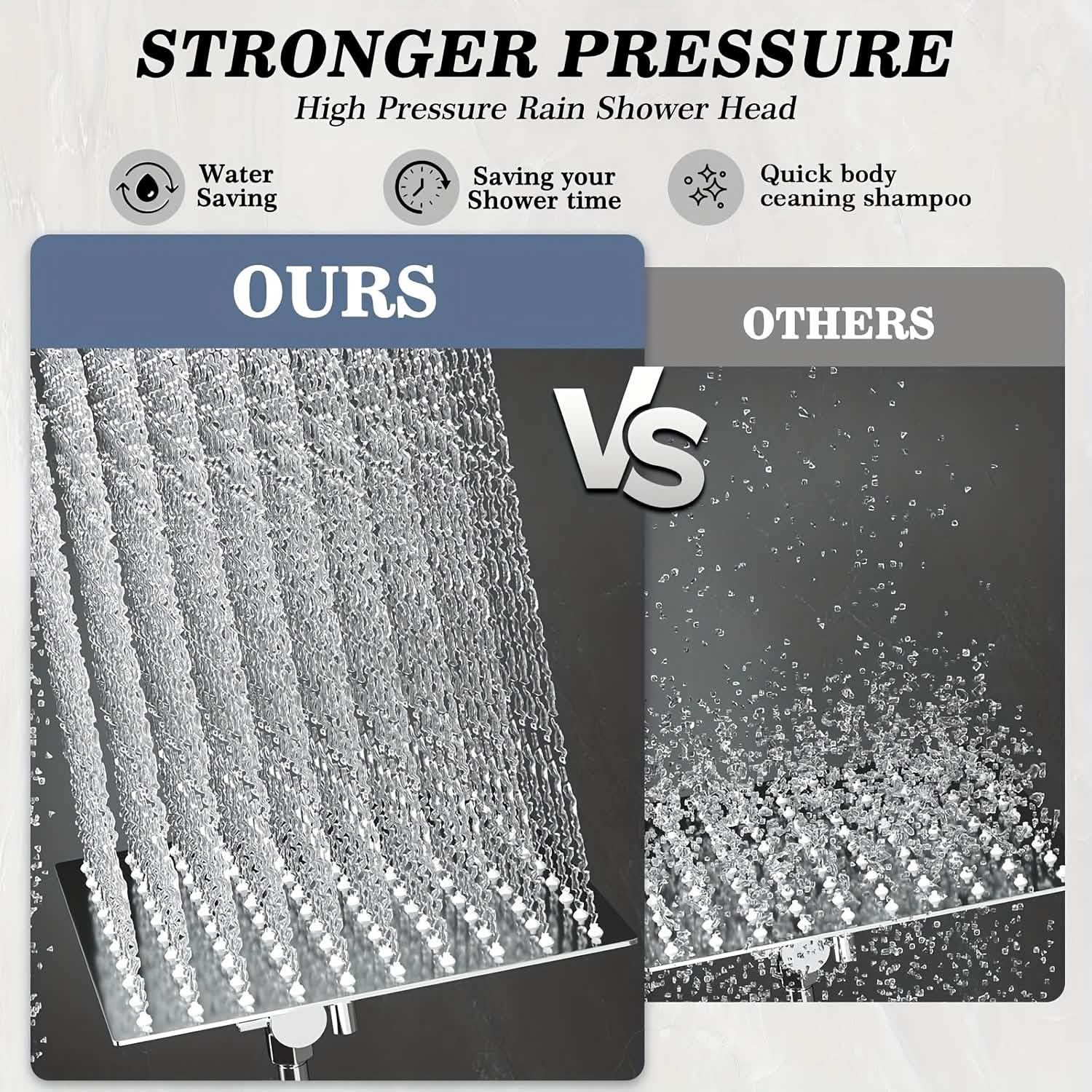 High Pressure Rainfall and Handheld Shower Head Chrome Black