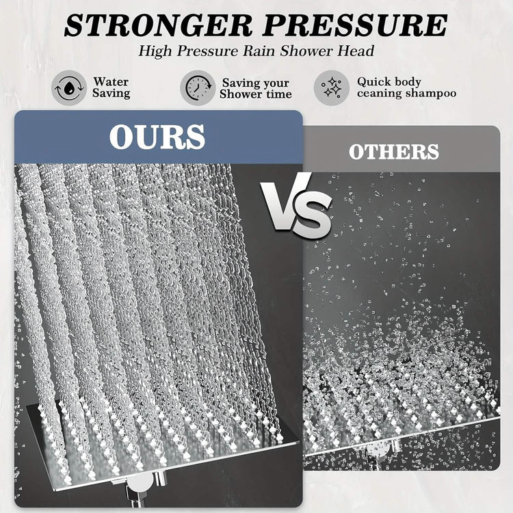 High Pressure Rainfall and Handheld Shower Head Chrome Black