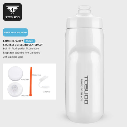 TOSUOD Stainless Steel Insulated Water Cup 550ML 304 Steel Cycling Water Kettle Easy To Carry Keep Warm And Cold Bottle