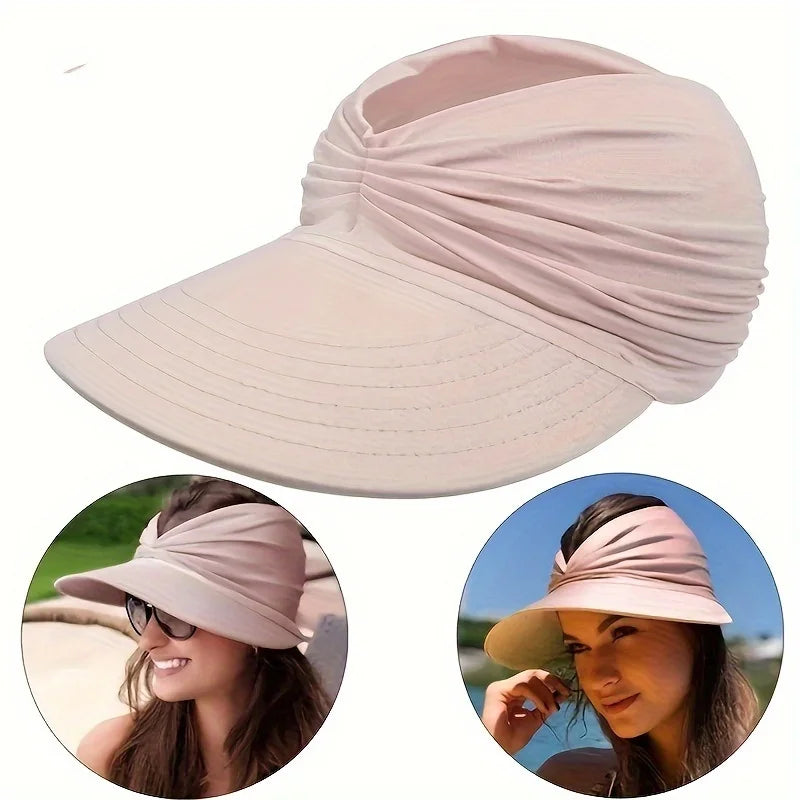 Women's Sun Hat Sun UV Protection Large Brim Face Blocking Cap Outdoor Fashion Beach Leopard Print Swimming Empty Top Sports Hat