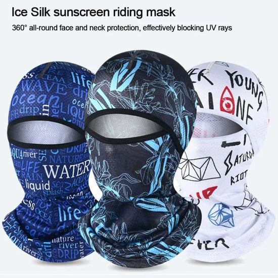 Summer Cool Balaclava Ice Silk Cycling Full Face Cap Sun Anti-UV Protection Sports Face Cover Headwear Bike Motorcycle Men&