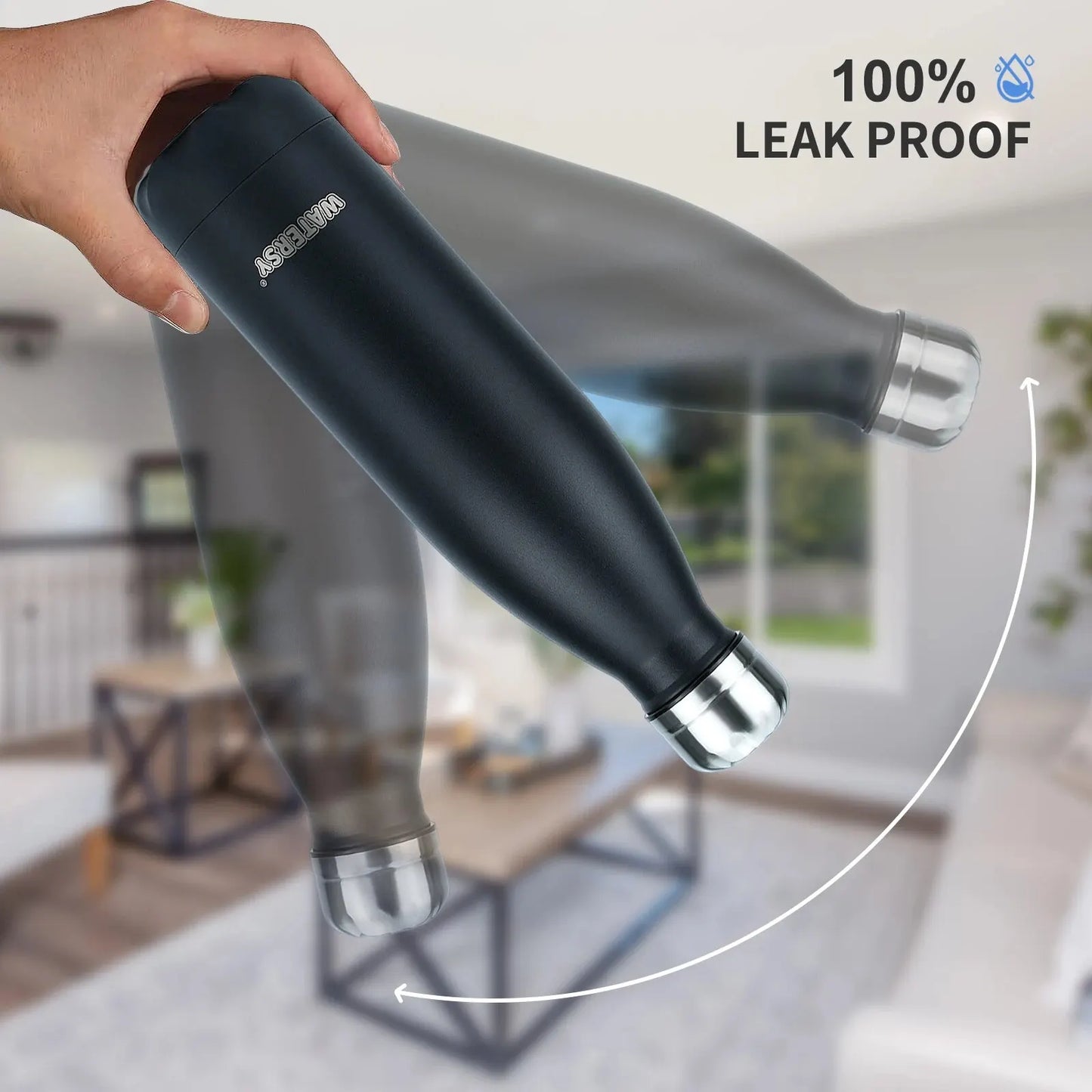 WATERSY 500ml Stainless Steel Water Bottle Insulated Vacuum Flask Double Wall Thermal Cup Keep Cold Hot Sports Kettle