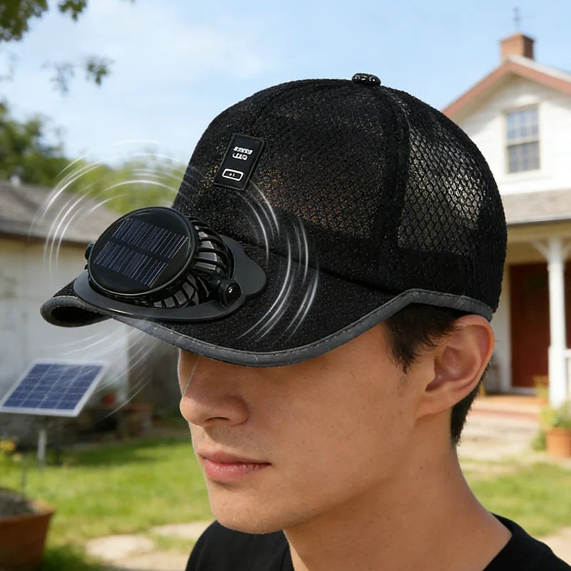 USB Charging Solar Fan Hat Breathable Anti UV Baseball Cap Outdoor Cooling Sunscreen Sunshade Headwear for Men Women