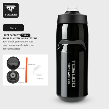 TOSUOD Stainless Steel Insulated Water Cup 550ML 304 Steel Cycling Water Kettle Easy To Carry Keep Warm And Cold Bottle