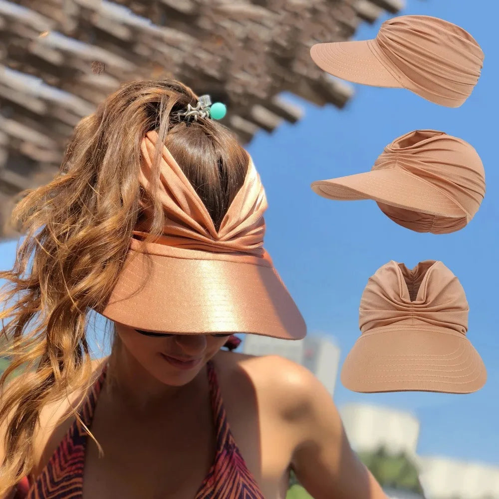Women's Sun Hat Sun UV Protection Large Brim Face Blocking Cap Outdoor Fashion Beach Leopard Print Swimming Empty Top Sports Hat