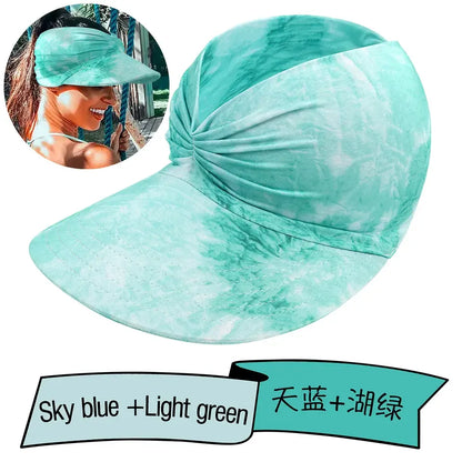 Women's Sun Hat Sun UV Protection Large Brim Face Blocking Cap Outdoor Fashion Beach Leopard Print Swimming Empty Top Sports Hat