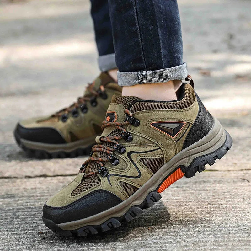 Men's All Terrain Hiking Shoes Breathable Wear-Resistant Mesh Outdoor Sports Non-Slip Trekking Boots for Mountain Trail Cycling