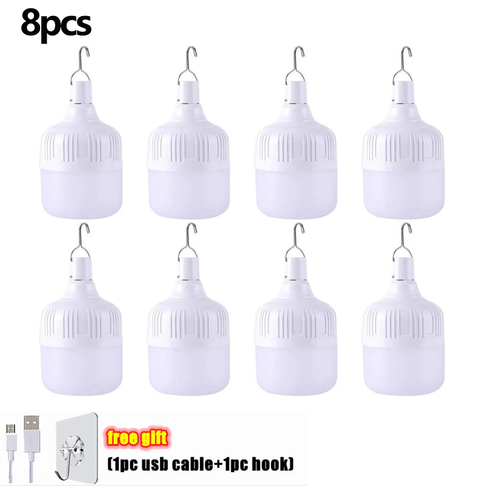 1/2/5/8pcs High Power LED Light Charging Emergency Lamp Outdoor  Portable Lanterns BBQ Camping lamp Search Light  Emergency Bulb