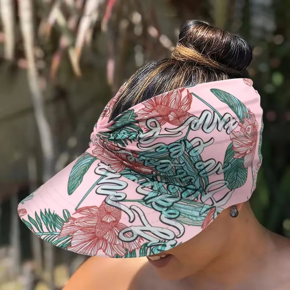 Women's Sun Hat Sun UV Protection Large Brim Face Blocking Cap Outdoor Fashion Beach Leopard Print Swimming Empty Top Sports Hat
