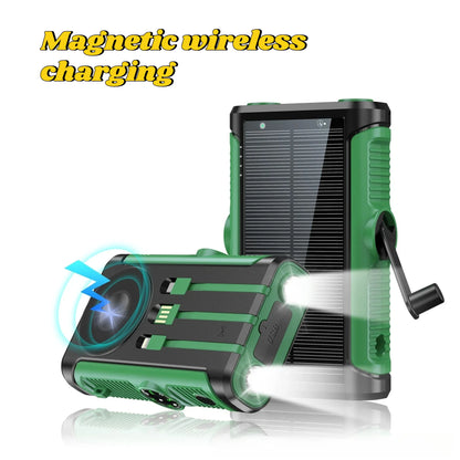 50000mAh Solar Power Bank 22.5W Magnetic Wireless Charging Camping Powerbank with Cables External Battery for IPhone Magsafe