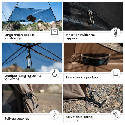 OneTigris JOVIAN Camping Tent 3-Season 4-Person Outdoor Backpacking Shelter With Tent Bottom Waterproof Floor Mat