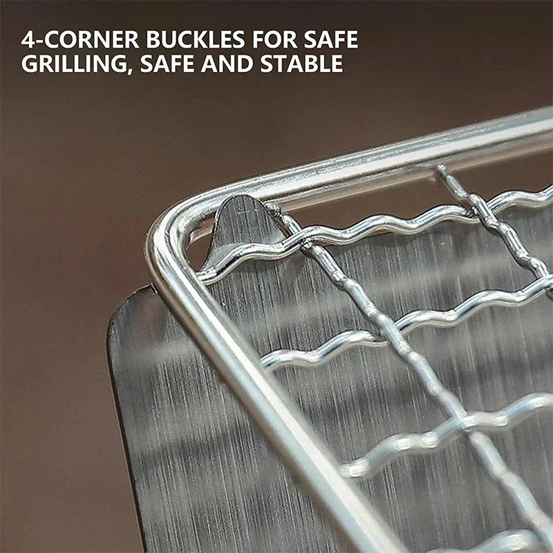 Mini Barbecue Grill Picnic Charcoal Camping Tools Outdoor Folding Card-type Stainless Steel Portable Small Charcoal Stove Burner