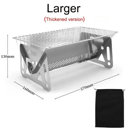Mini Barbecue Grill Picnic Charcoal Camping Tools Outdoor Folding Card-type Stainless Steel Portable Small Charcoal Stove Burner