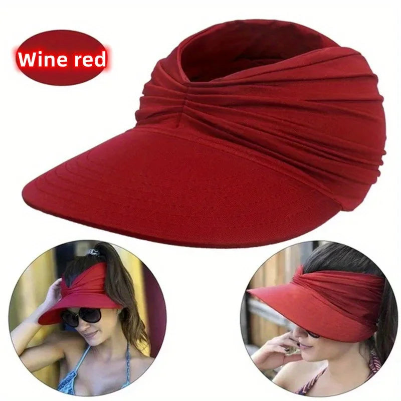 Women's Sun Hat Sun UV Protection Large Brim Face Blocking Cap Outdoor Fashion Beach Leopard Print Swimming Empty Top Sports Hat