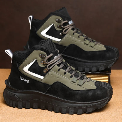 Men's All-Season High-Top Hiking Boots – Heavy-Duty All-Terrain Traction Sole, Lace-Up Ankle Support, and Cushioning Insole – All-Season Outdoor Style