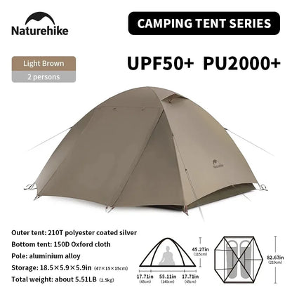 Naturehike Cloud River 2 3 Person Tent Double Layer Waterproof Camping Tents Ultralight Outdoor Large Vestibule Sun Shelter Tent