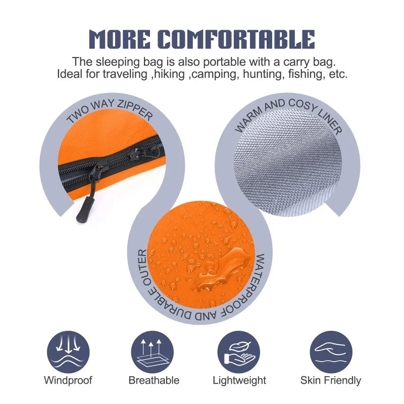 Adult Compact Sleeping Bag Ultralight Camping  Hiking Beach Travel Mat 190x75cm Camping Essentials Outdoor Sleeping Gear
