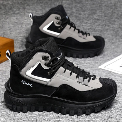 Men's All-Season High-Top Hiking Boots – Heavy-Duty All-Terrain Traction Sole, Lace-Up Ankle Support, and Cushioning Insole – All-Season Outdoor Style