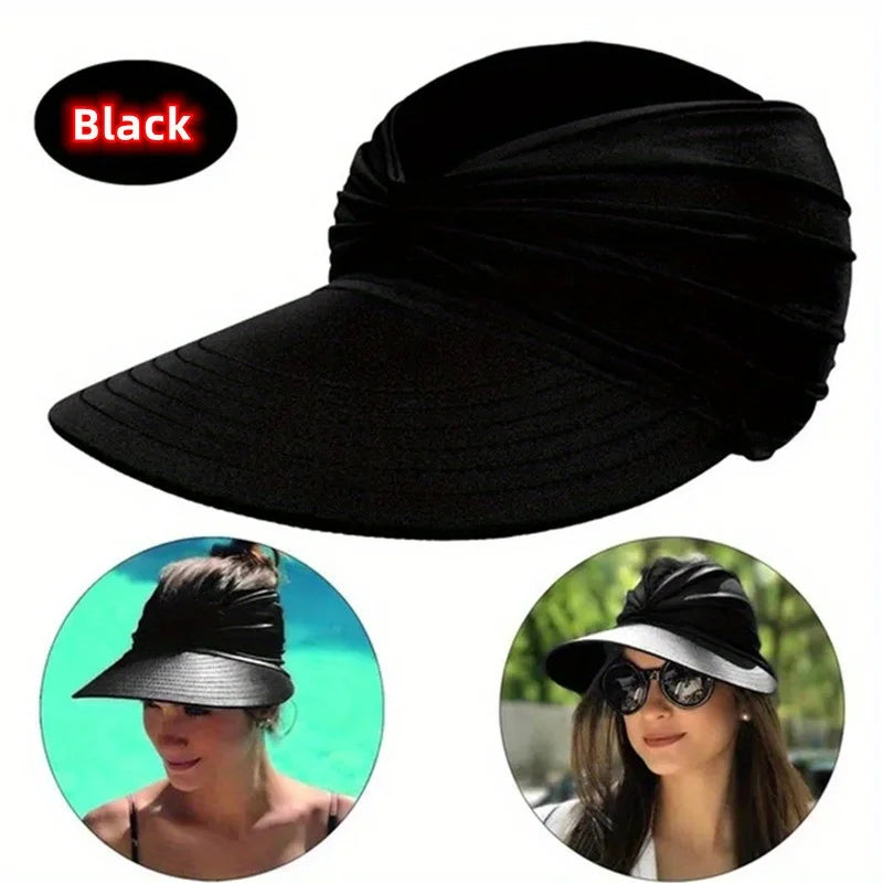 Women's Sun Hat Sun UV Protection Large Brim Face Blocking Cap Outdoor Fashion Beach Leopard Print Swimming Empty Top Sports Hat
