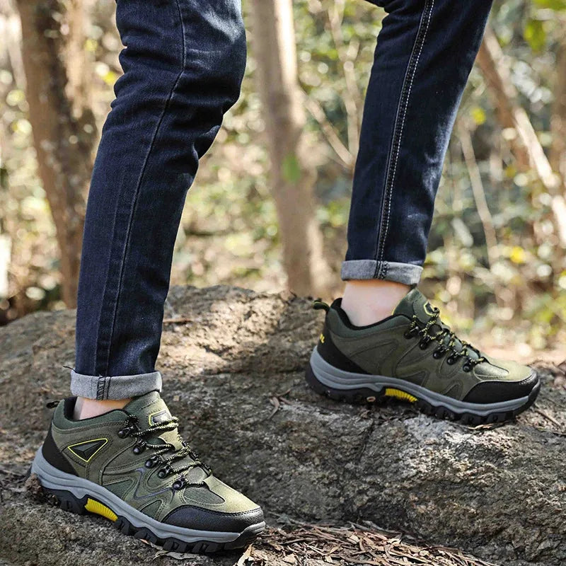 Men's All Terrain Hiking Shoes Breathable Wear-Resistant Mesh Outdoor Sports Non-Slip Trekking Boots for Mountain Trail Cycling