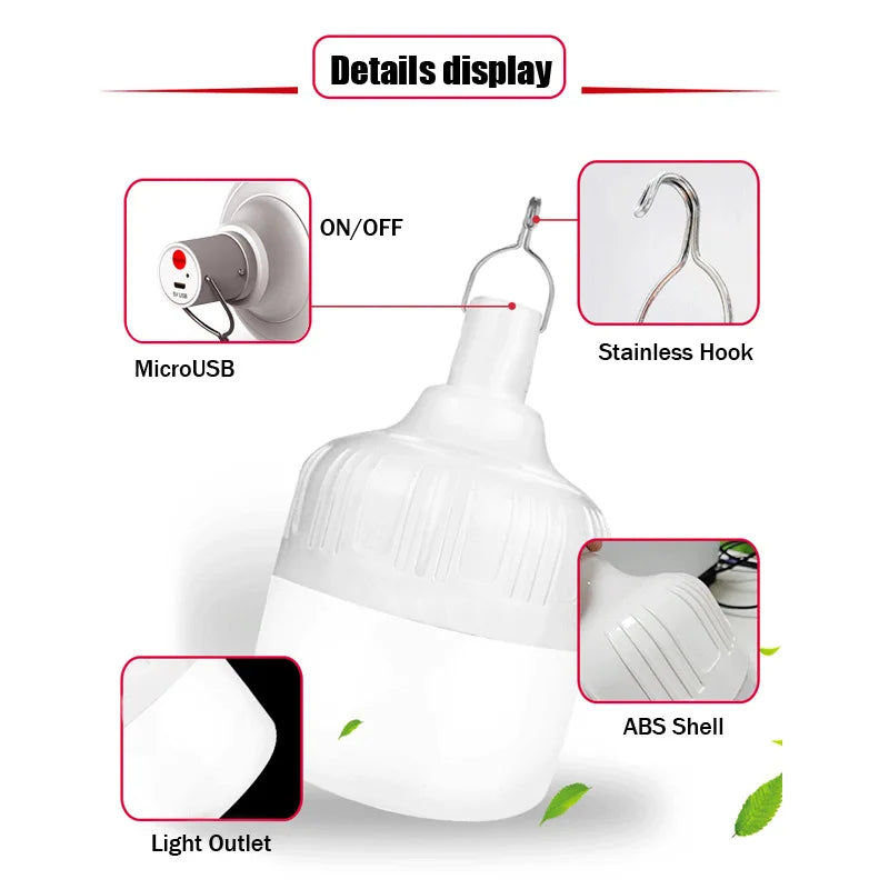 1/2/5/8pcs High Power LED Light Charging Emergency Lamp Outdoor  Portable Lanterns BBQ Camping lamp Search Light  Emergency Bulb