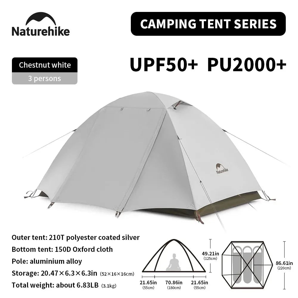 Naturehike Cloud River 2 3 Person Tent Double Layer Waterproof Camping Tents Ultralight Outdoor Large Vestibule Sun Shelter Tent
