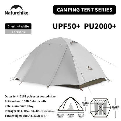 Naturehike Cloud River 2 3 Person Tent Double Layer Waterproof Camping Tents Ultralight Outdoor Large Vestibule Sun Shelter Tent