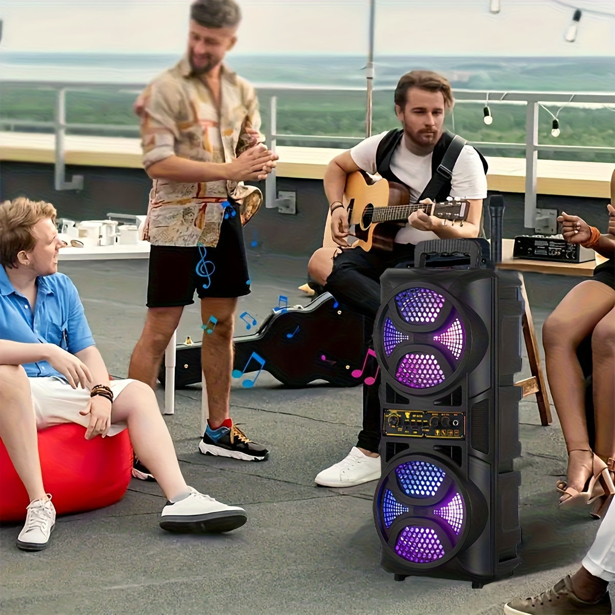 Portable Bluetooth Speaker with Subwoofer Bass and Microphone