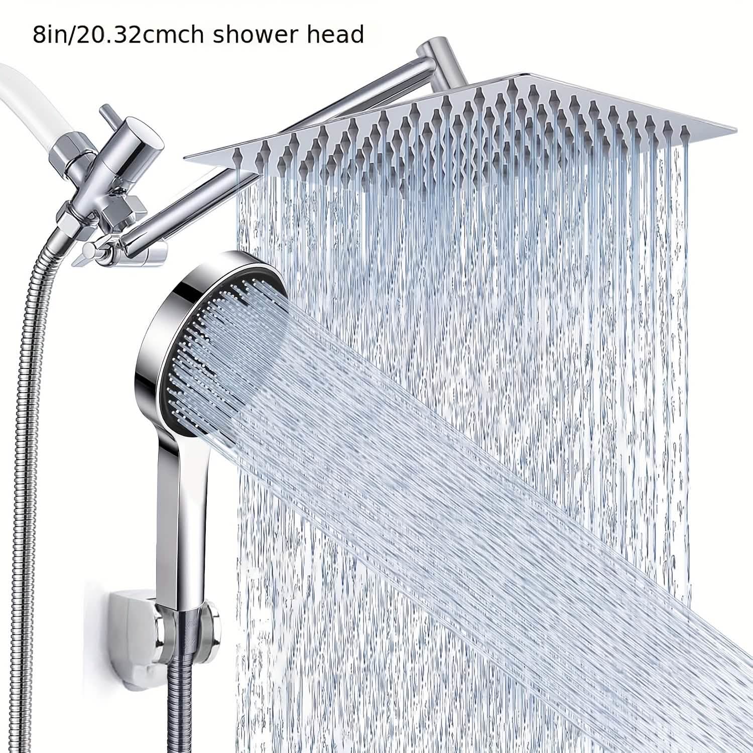 High Pressure Rainfall and Handheld Shower Head Chrome Black