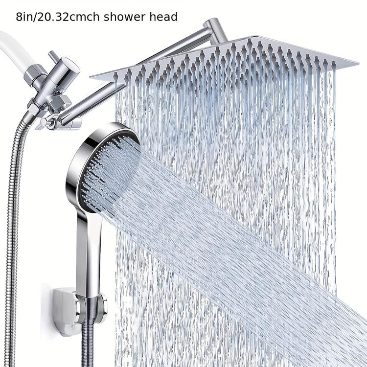 High Pressure Rainfall and Handheld Shower Head Chrome Black