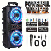 Portable Bluetooth Speaker with Subwoofer Bass and Microphone
