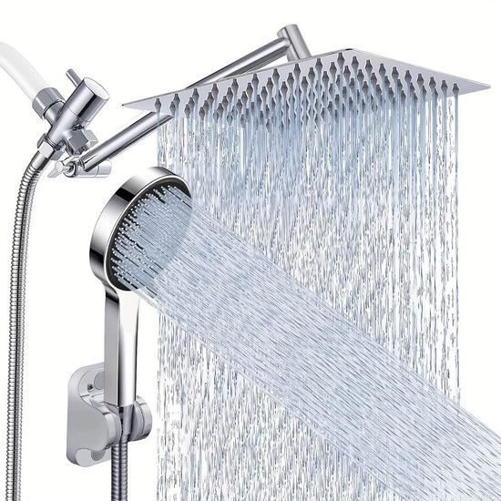 High Pressure Rainfall and Handheld Shower Head Chrome Black
