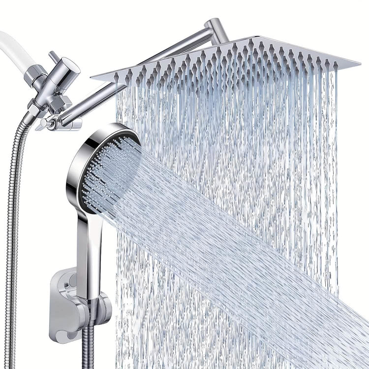 High Pressure Rainfall and Handheld Shower Head Chrome Black
