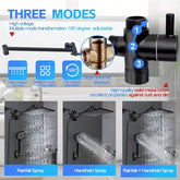 High Pressure Rainfall and Handheld Shower Head Chrome Black