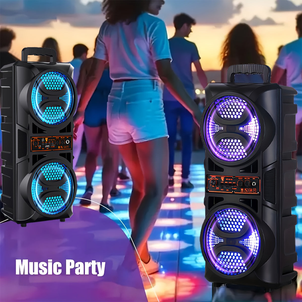 Portable Bluetooth Speaker with Subwoofer Bass and Microphone